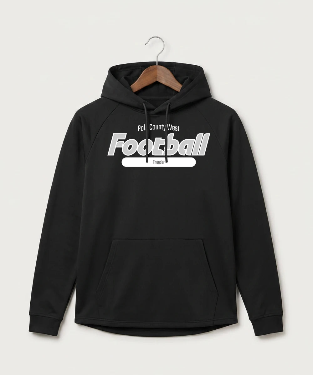 Polk County West Football (Boys) - Black Hoodie - Full Front