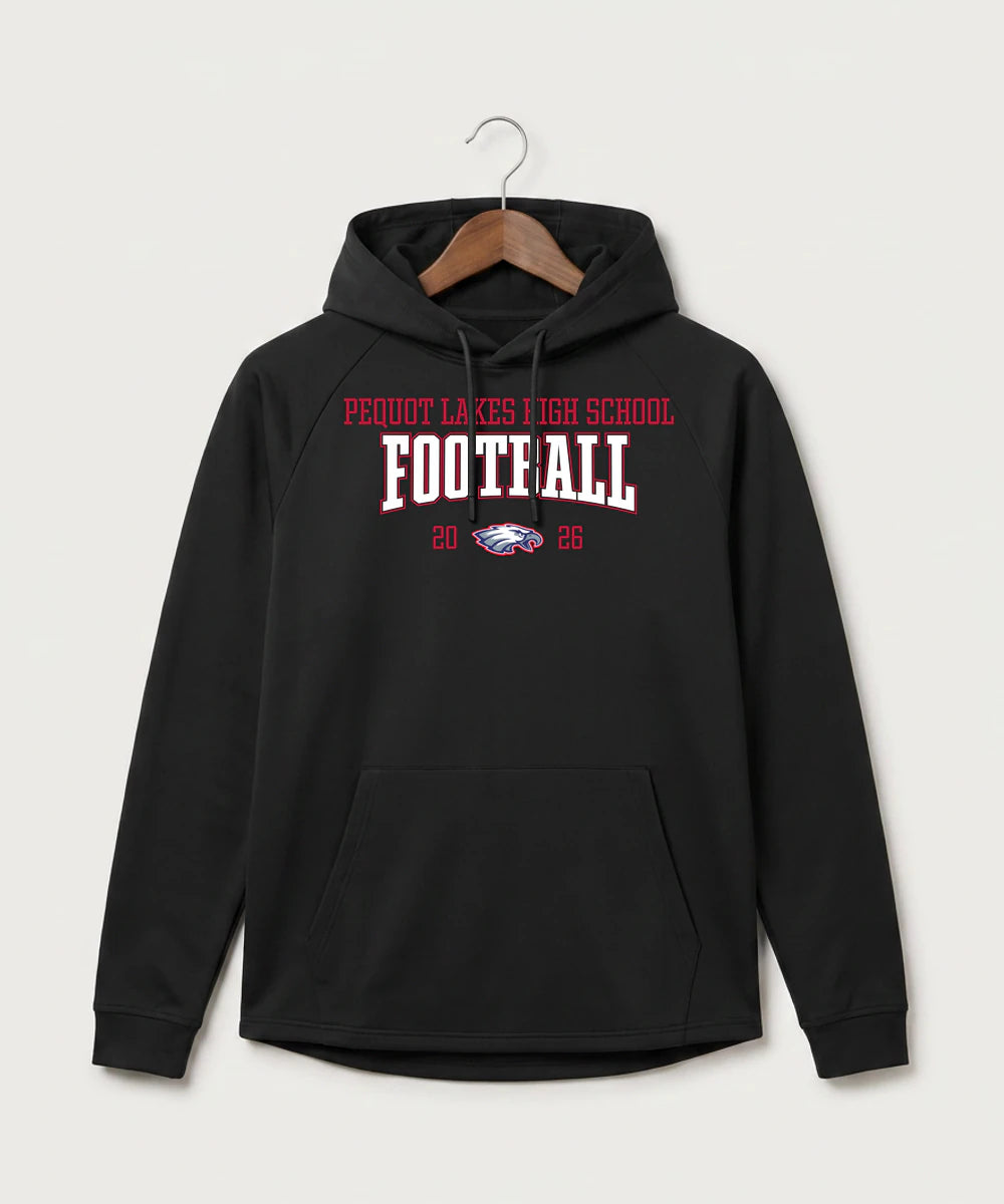 Pequot Lakes High School Football (Boys) - Black Hoodie - Full Front