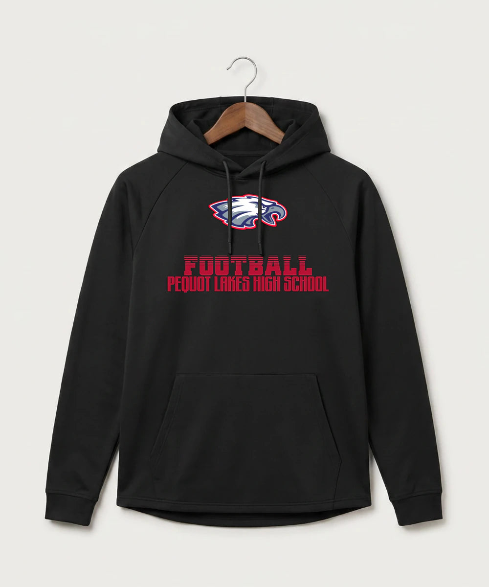 Pequot Lakes High School Football (Boys) - Black Hoodie - Full Front