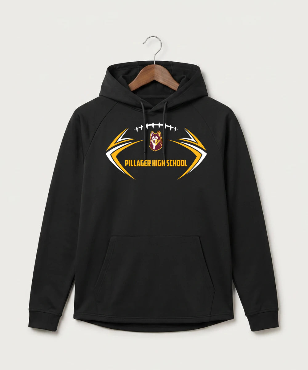 Pillager High School Football (Boys) - Black Hoodie - Full Front