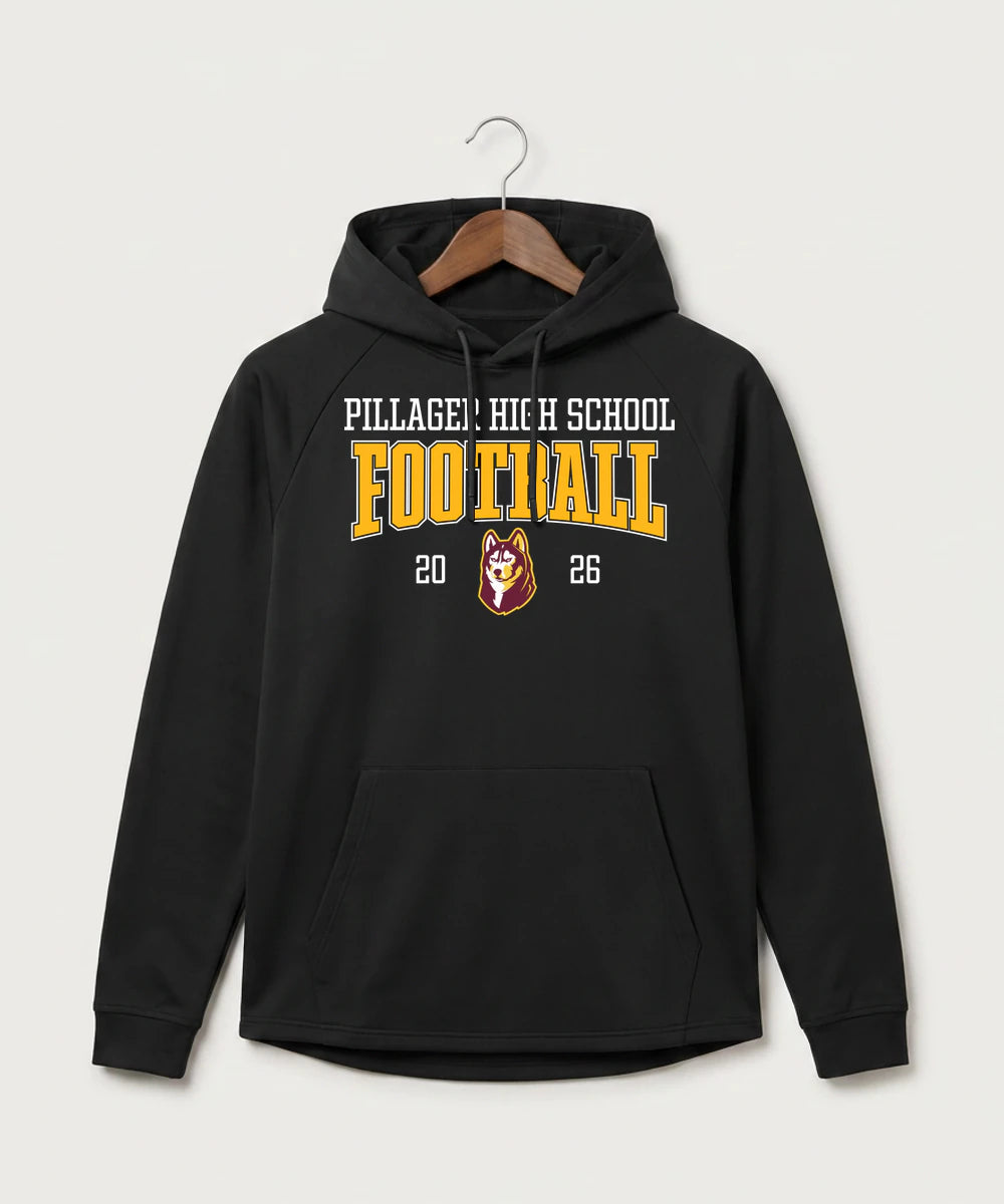 Pillager High School Football (Boys) - Black Hoodie - Full Front