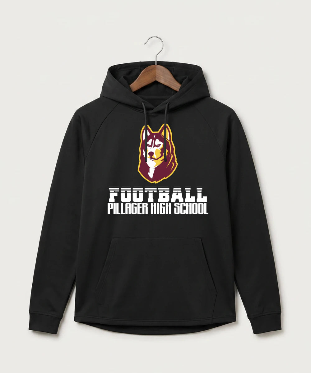 Pillager High School Football (Boys) - Black Hoodie - Full Front