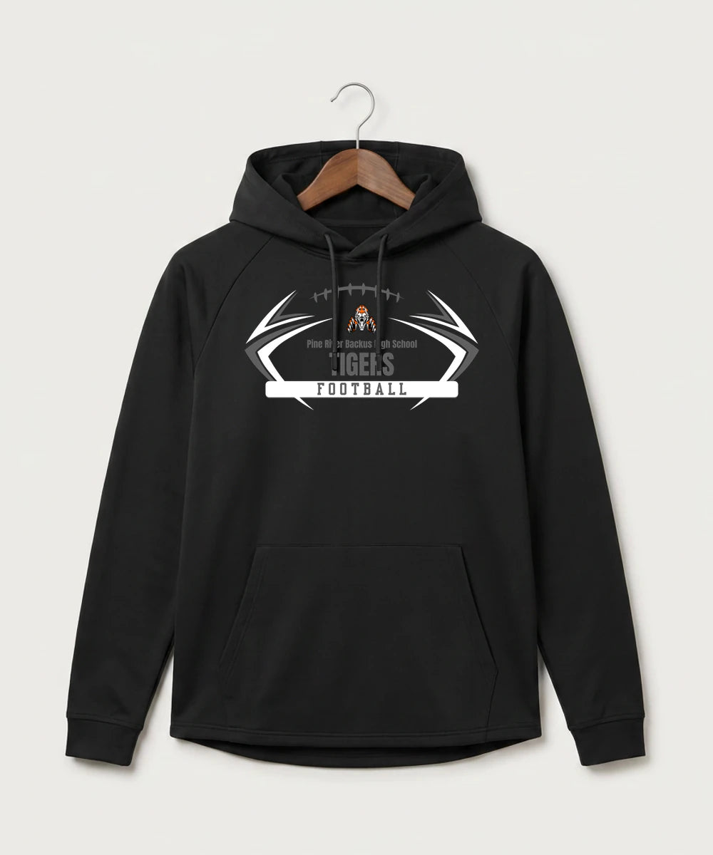 Pine River Backus High School Football (Boys) - Black Hoodie - Full Front