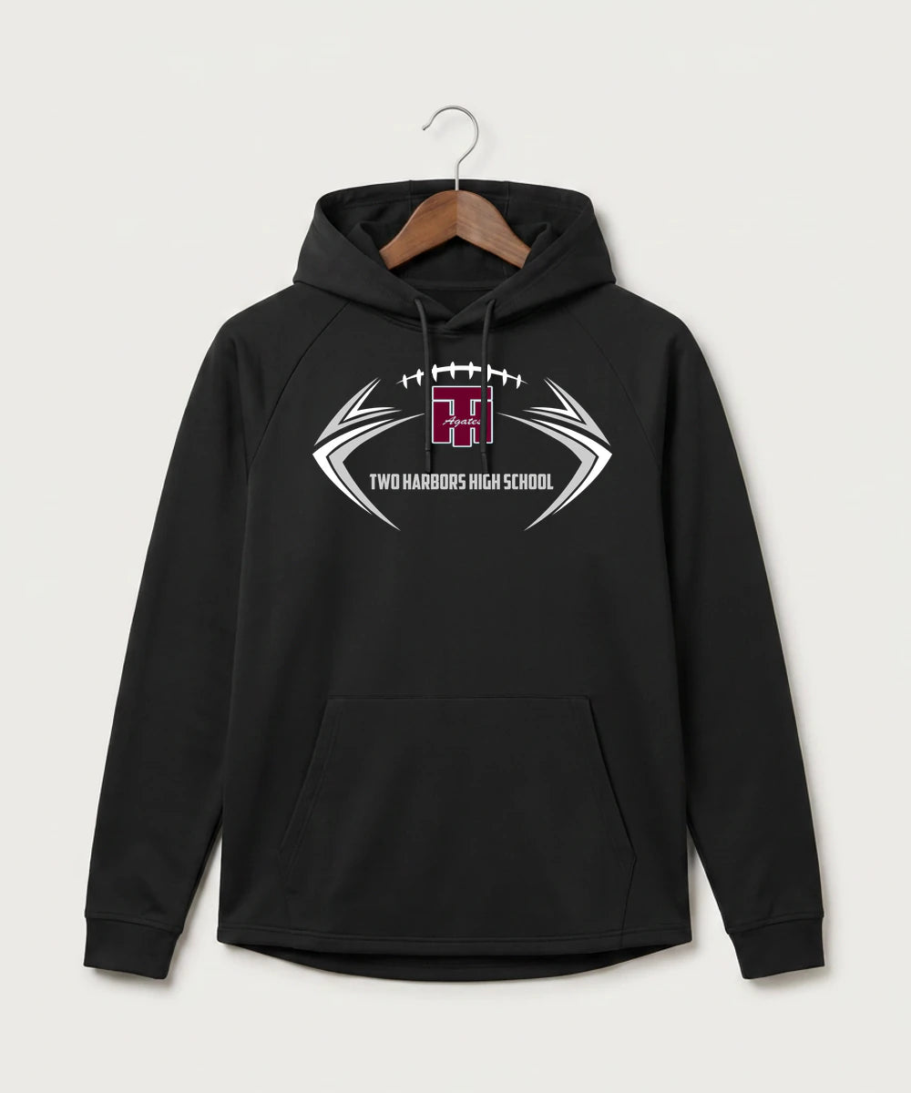Two Harbors High School Football (Boys) - Black Hoodie - Full Front
