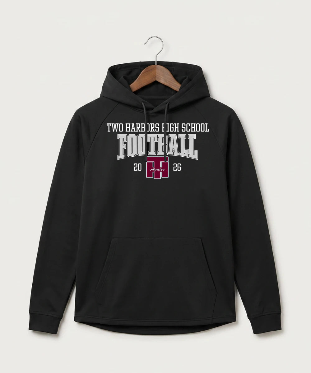 Two Harbors High School Football (Boys) - Black Hoodie - Full Front