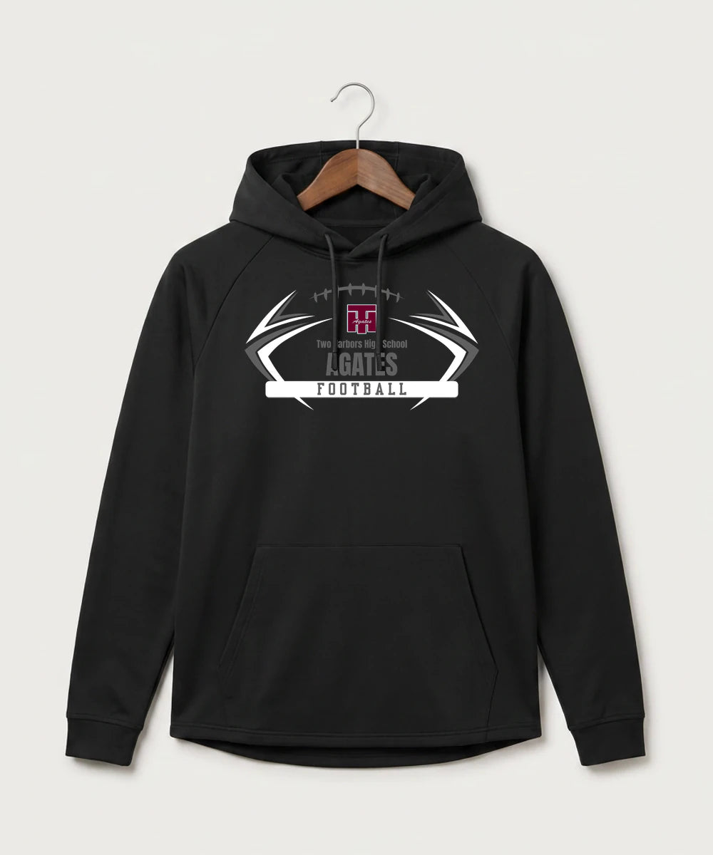 Two Harbors High School Football (Boys) - Black Hoodie - Full Front