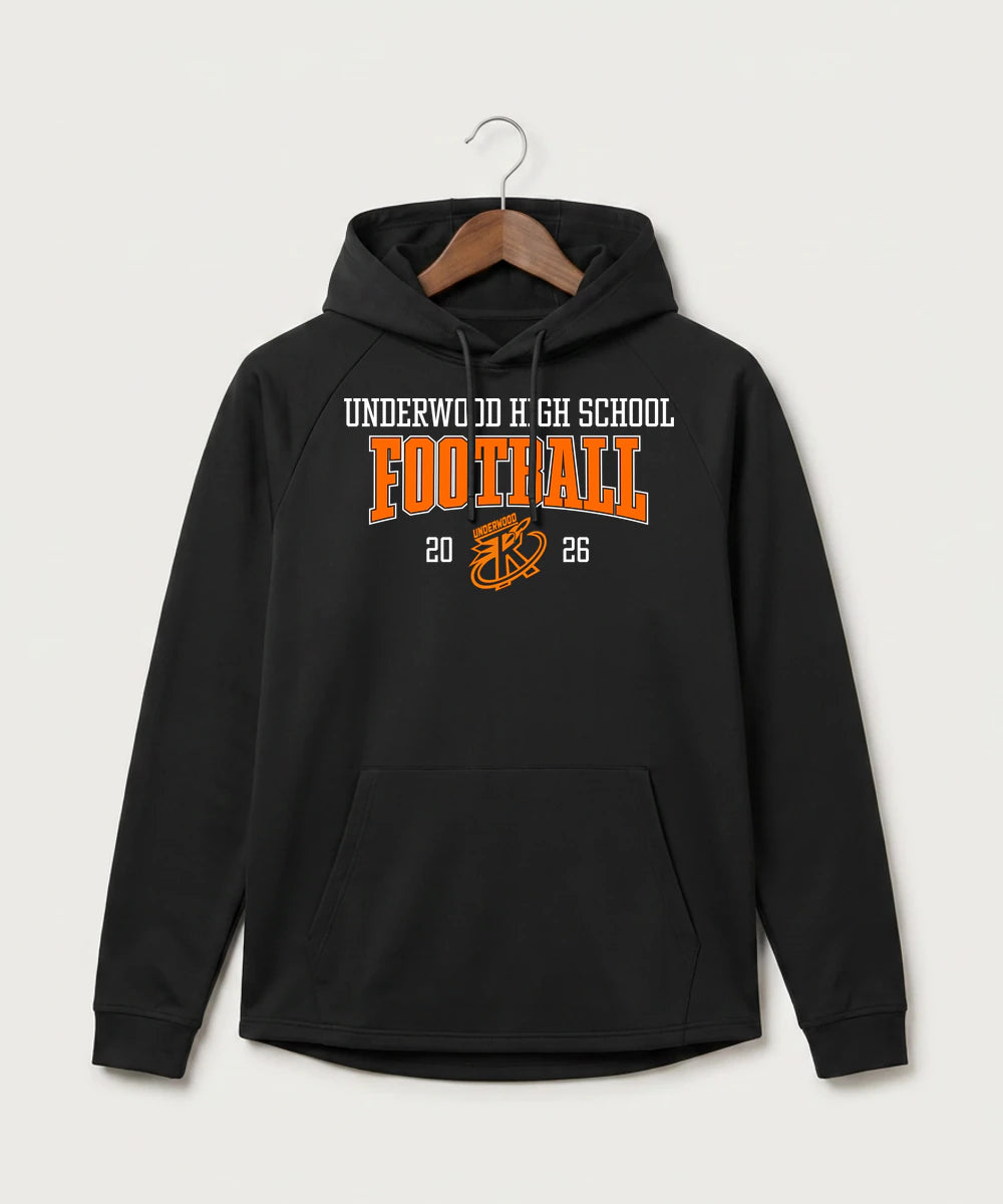 Underwood High School Football (Boys) - Black Hoodie - Full Front