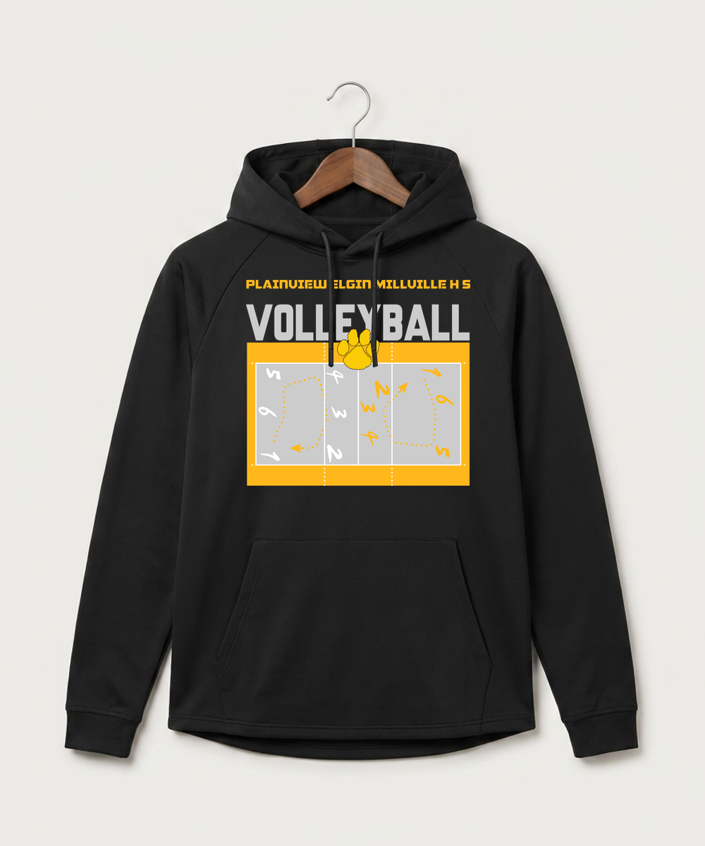 Plainview Elgin Millville H S Volleyball (Girls) - Black Hoodie - Full Front