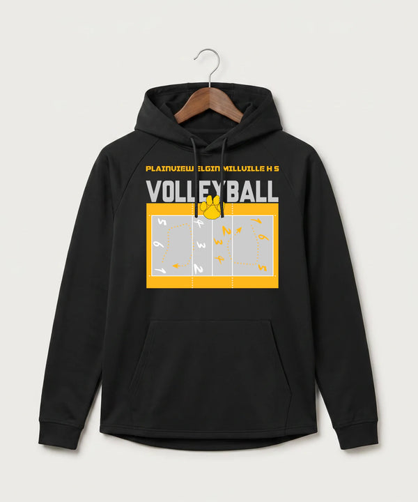 Plainview Elgin Millville H S Volleyball (Girls) - Black Hoodie - Full Front
