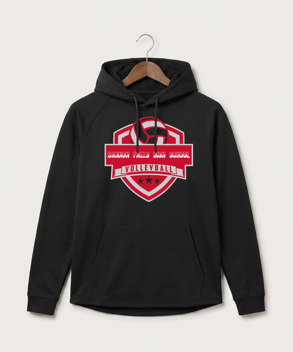 Cannon Falls High School Volleyball (Girls) - Black Hoodie - Full Front