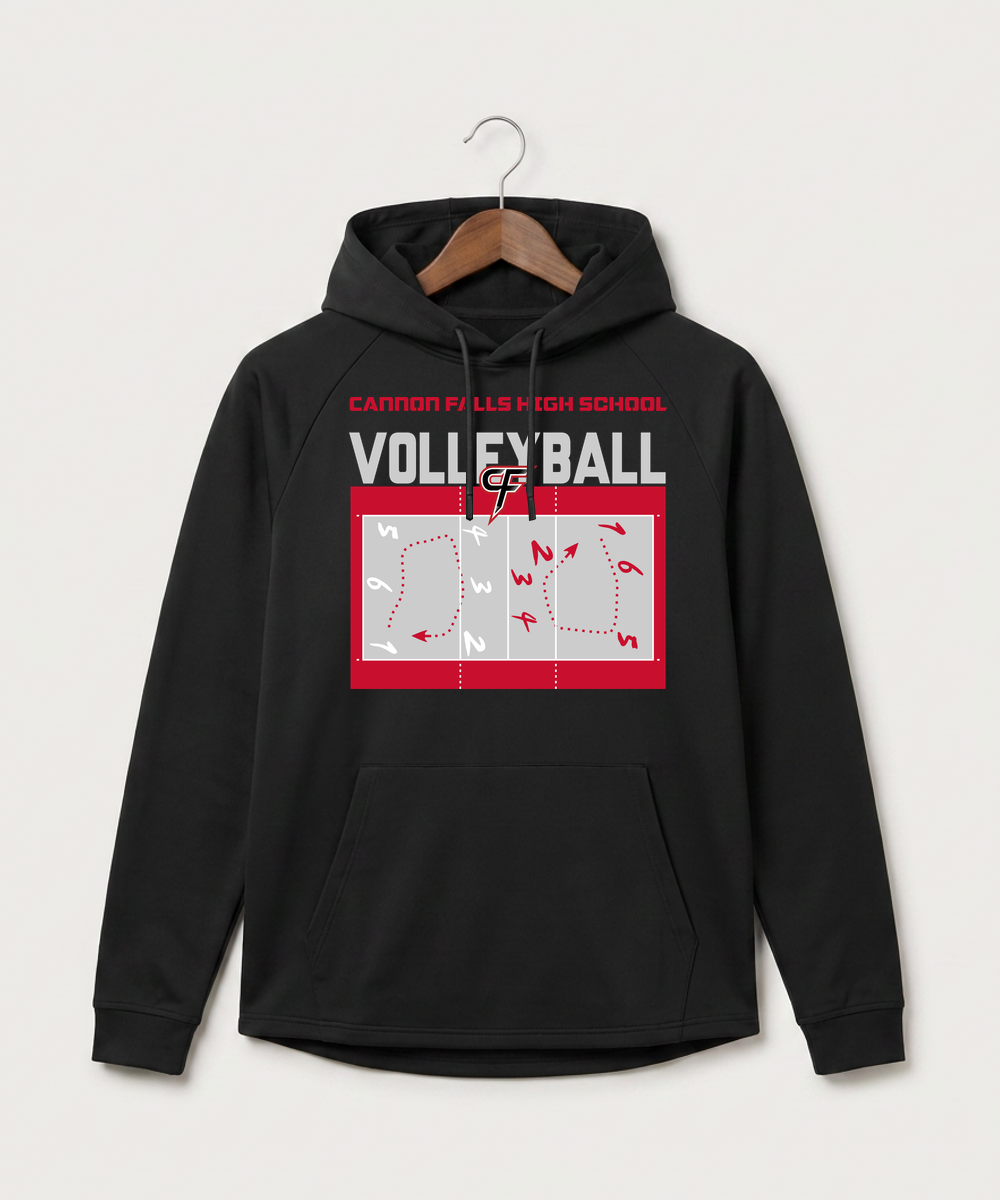 Cannon Falls High School Volleyball (Girls) - Black Hoodie - Full Front