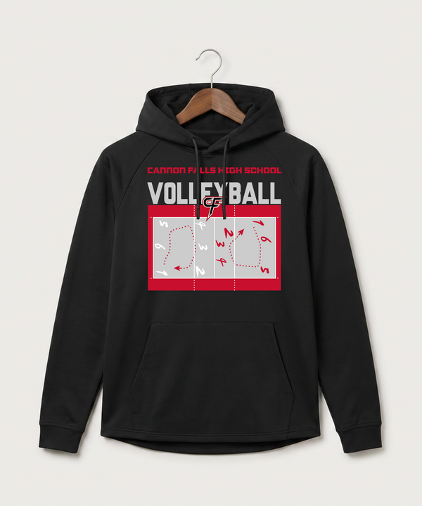 Cannon Falls High School Volleyball (Girls) - Black Hoodie - Full Front