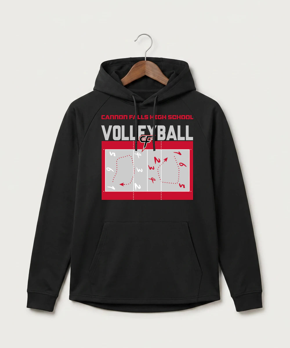 Cannon Falls High School Volleyball (Girls) - Black Hoodie - Full Front