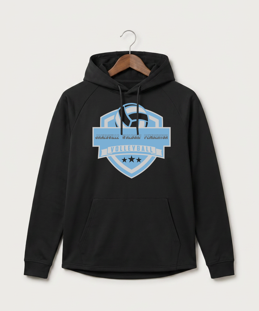 Janesville Waldorf Pemberton Volleyball (Girls) - Black Hoodie - Full Front