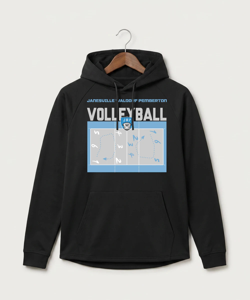 Janesville Waldorf Pemberton Volleyball (Girls) - Black Hoodie - Full Front
