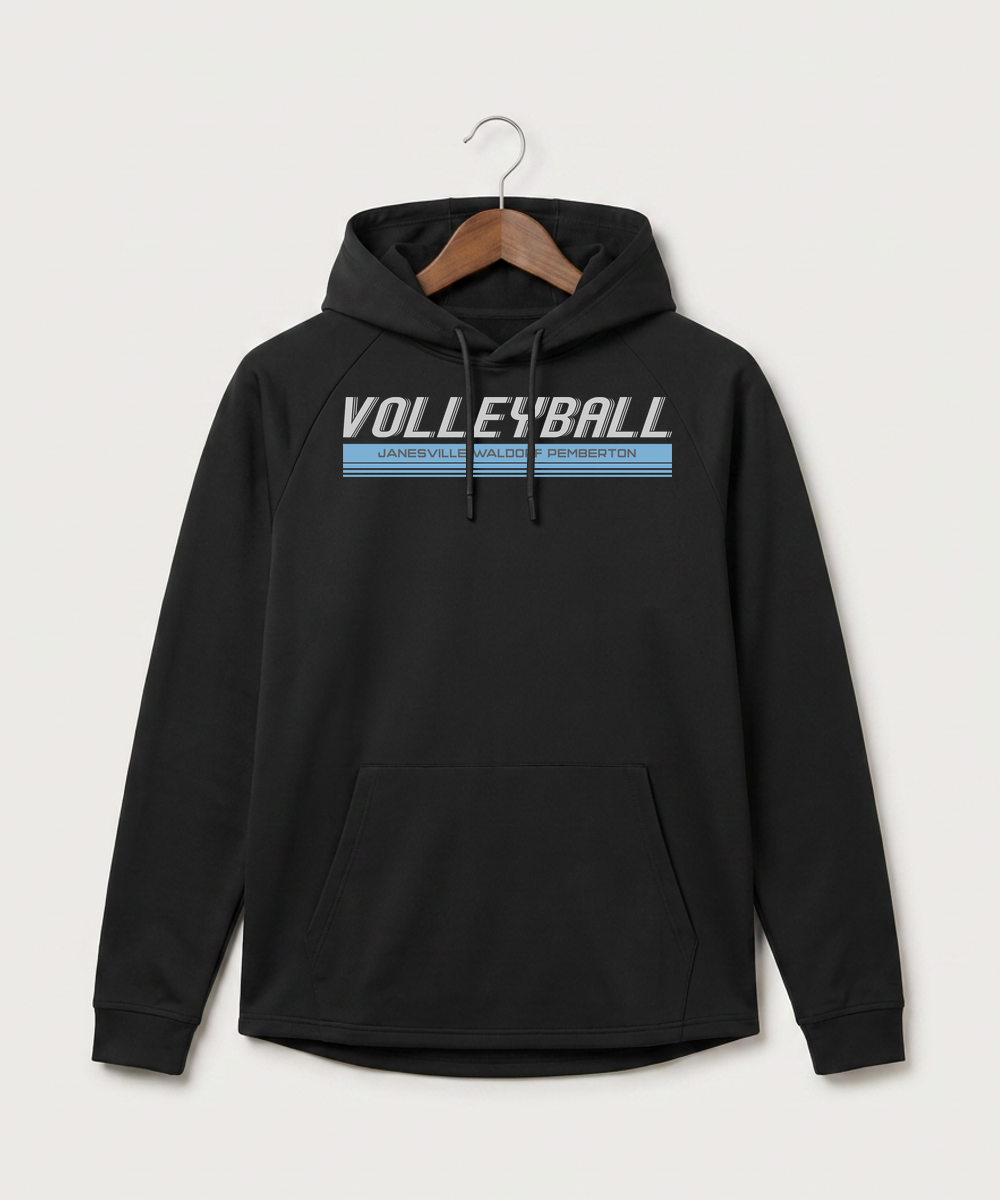 Janesville Waldorf Pemberton Volleyball (Girls) - Black Hoodie - Full Front