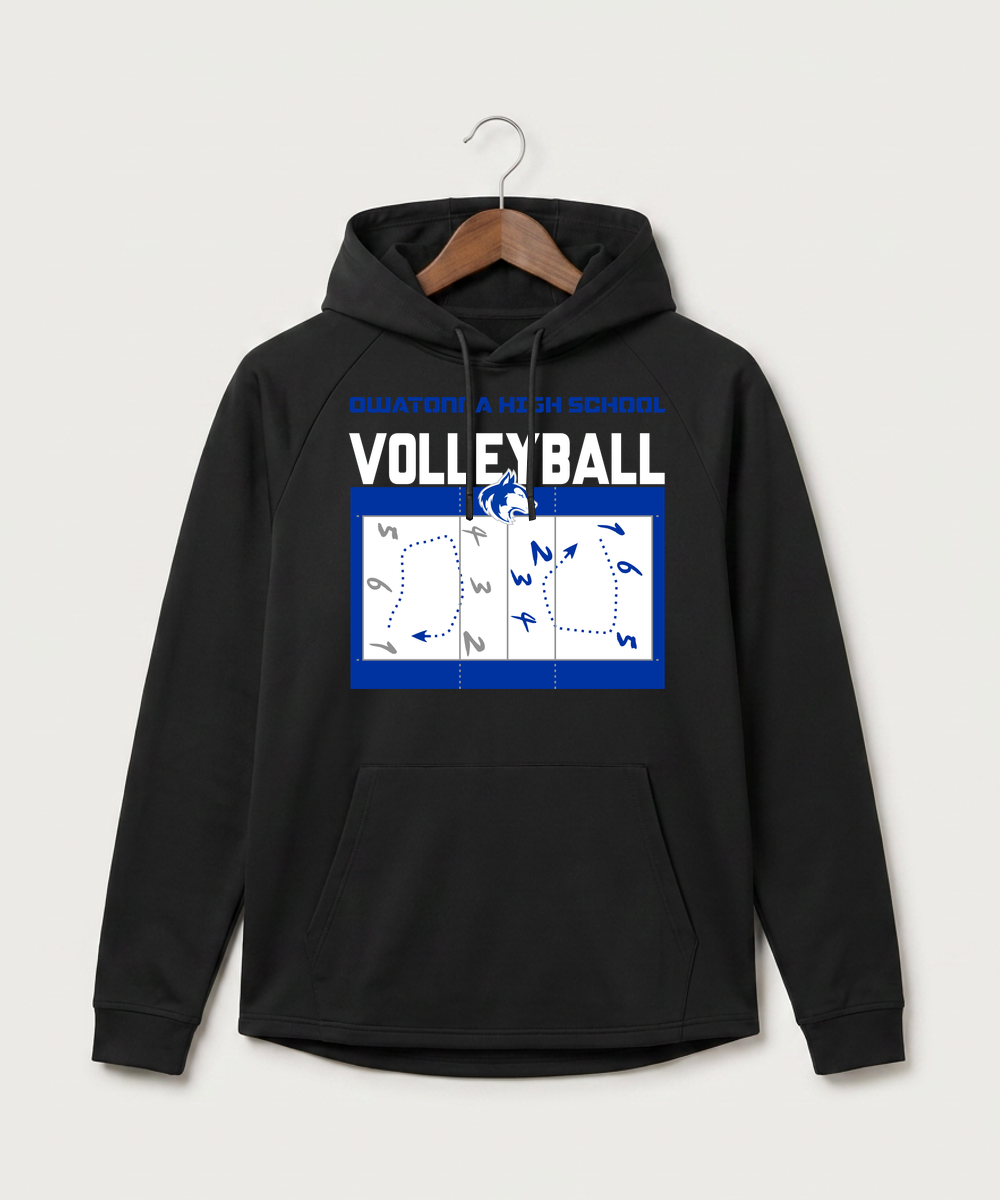 Owatonna High School Volleyball (Girls) - Black Hoodie - Full Front