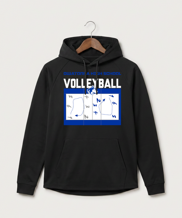 Owatonna High School Volleyball (Girls) - Black Hoodie - Full Front
