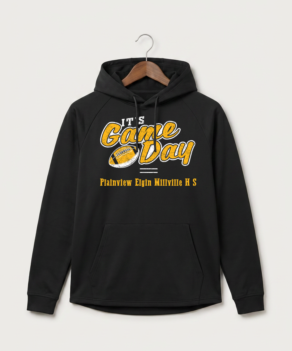 Plainview Elgin Millville H S Football (Boys) - Black Hoodie - Full Front