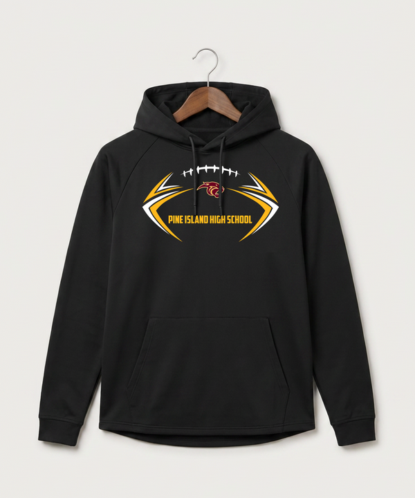 Pine Island High School Football (Boys) - Black Hoodie - Full Front