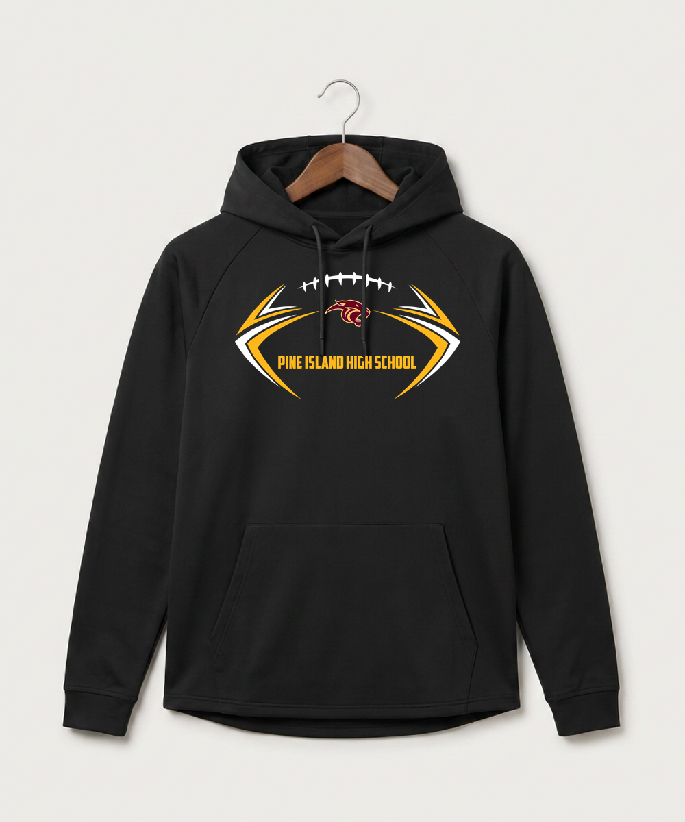 Pine Island High School Football (Boys) - Black Hoodie - Full Front