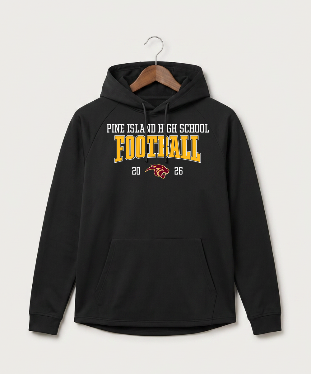 Pine Island High School Football (Boys) - Black Hoodie - Full Front