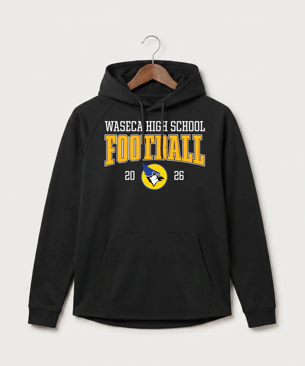 Waseca High School Football (Boys) - Black Hoodie - Full Front
