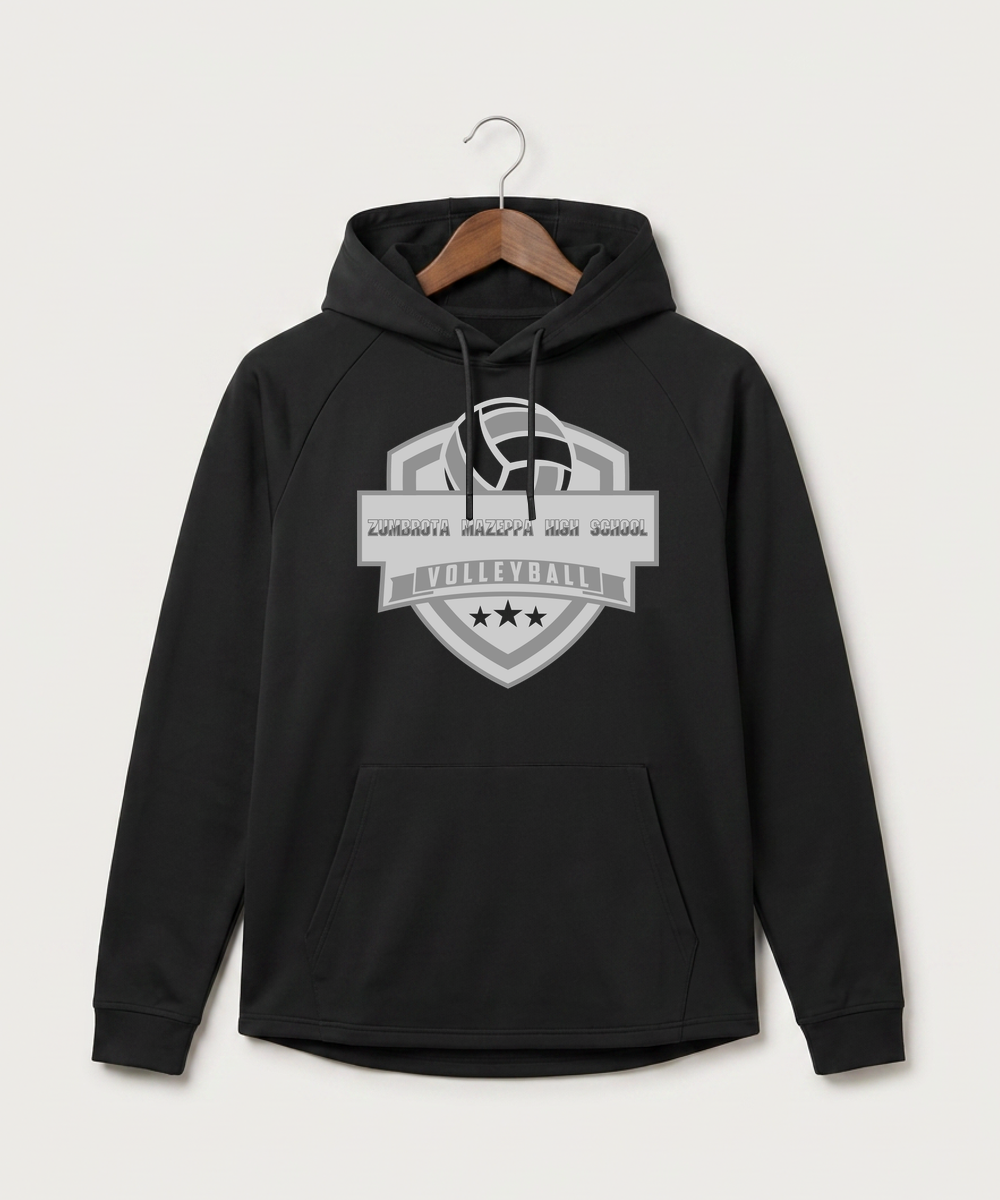 Zumbrota Mazeppa High School Volleyball (Girls) - Black Hoodie - Full Front
