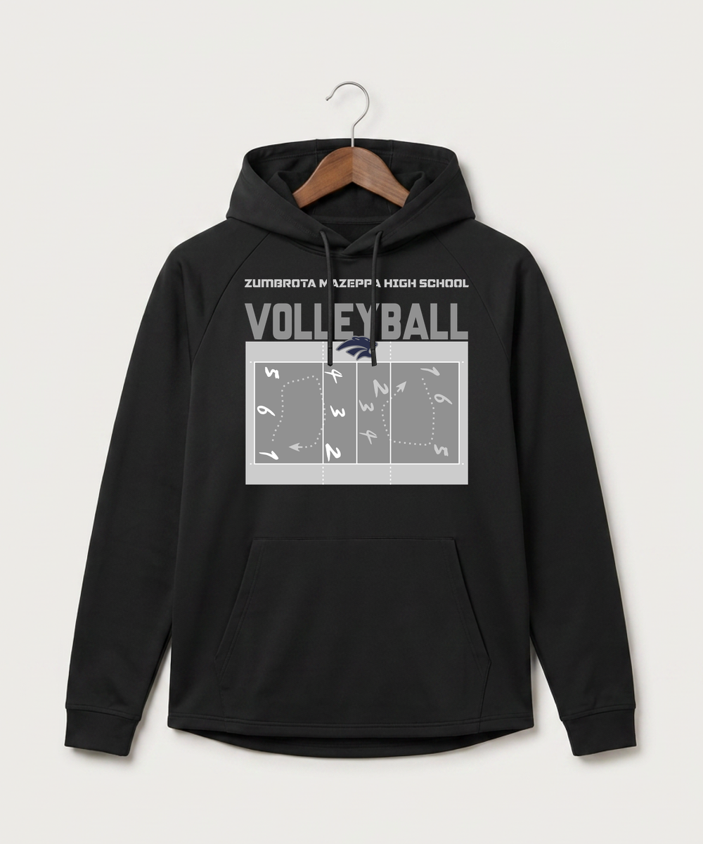 Zumbrota Mazeppa High School Volleyball (Girls) - Black Hoodie - Full Front