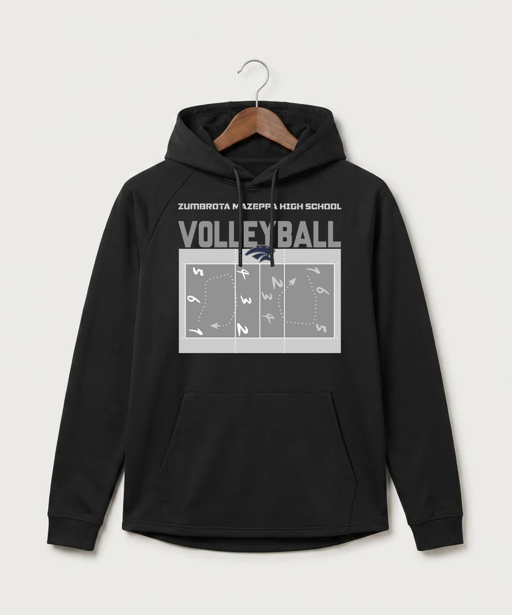 Zumbrota Mazeppa High School Volleyball (Girls) - Black Hoodie - Full Front