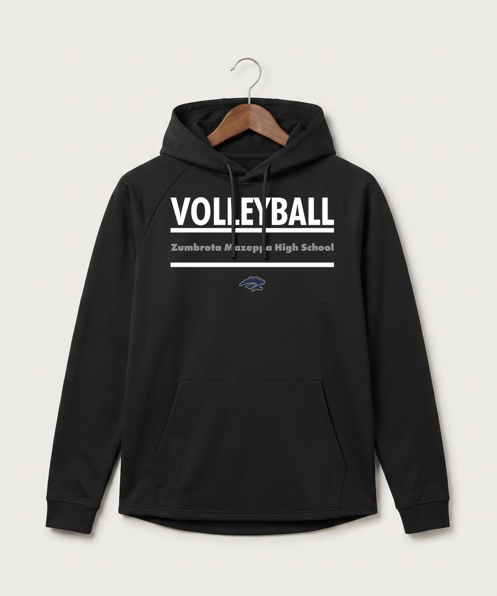 Zumbrota Mazeppa High School Volleyball (Girls) - Black Hoodie - Full Front