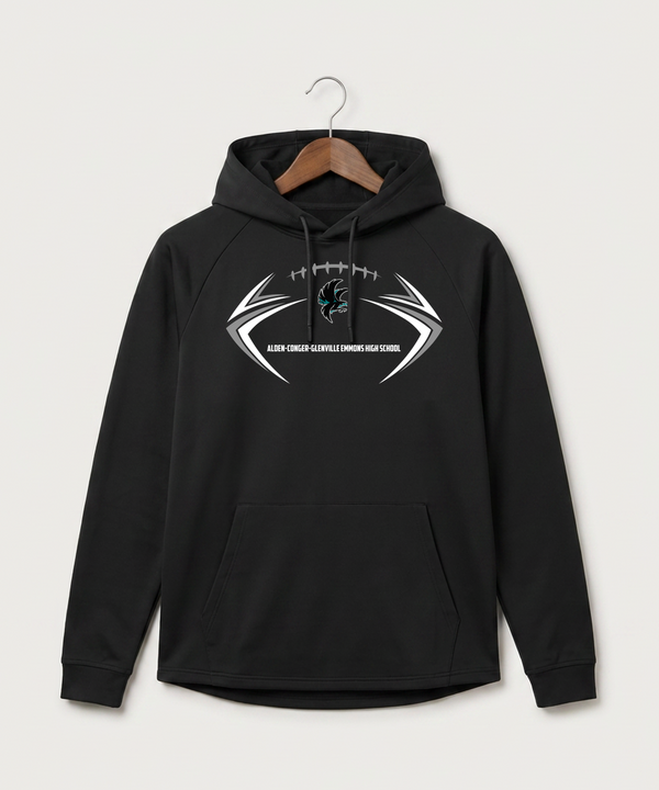 Alden-Conger-Glenville Emmons High School Football (Boys) - Black Hoodie - Full Front