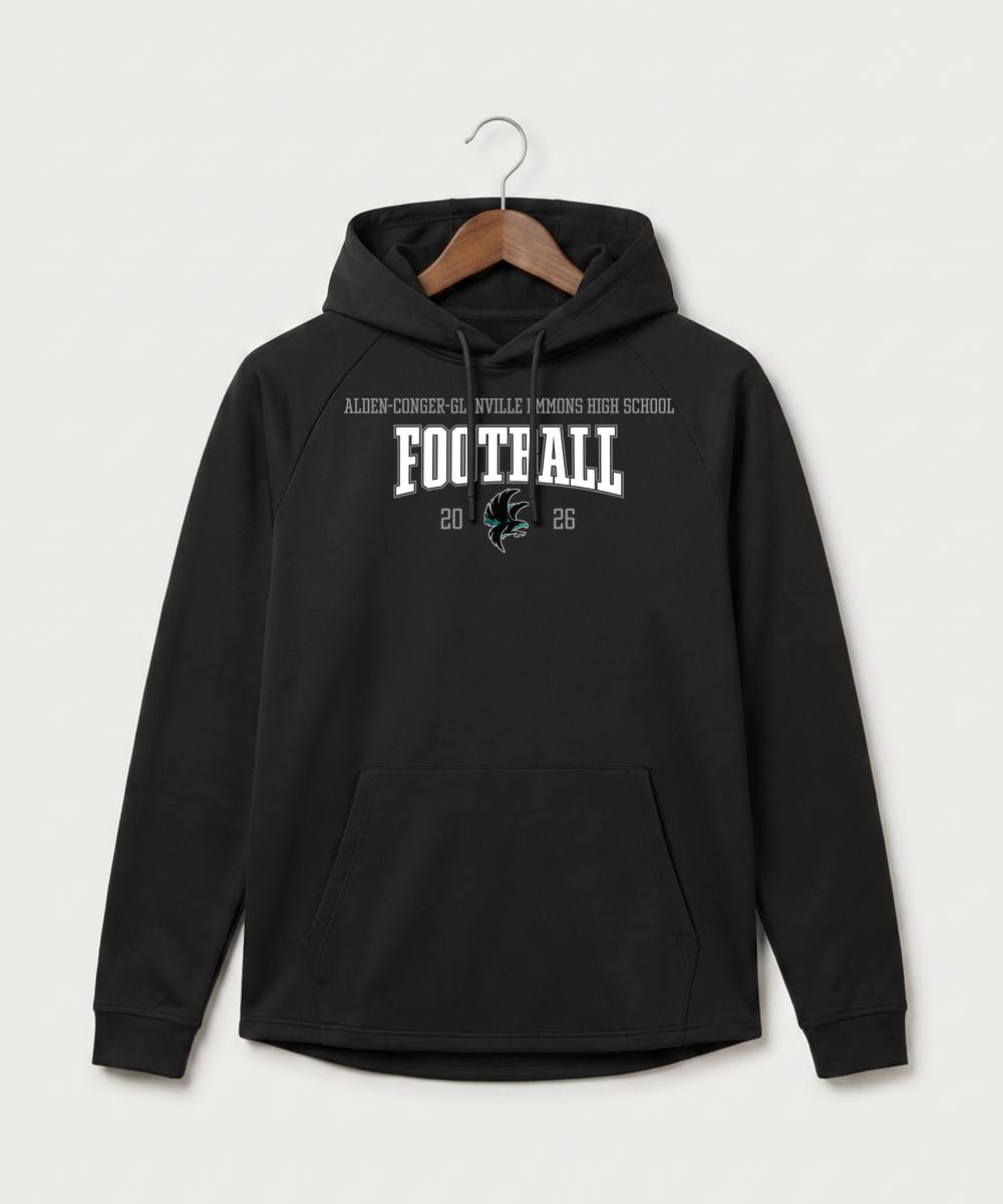 Alden-Conger-Glenville Emmons High School Football (Boys) - Black Hoodie - Full Front