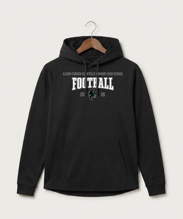 Alden-Conger-Glenville Emmons High School Football (Boys) - Black Hoodie - Full Front