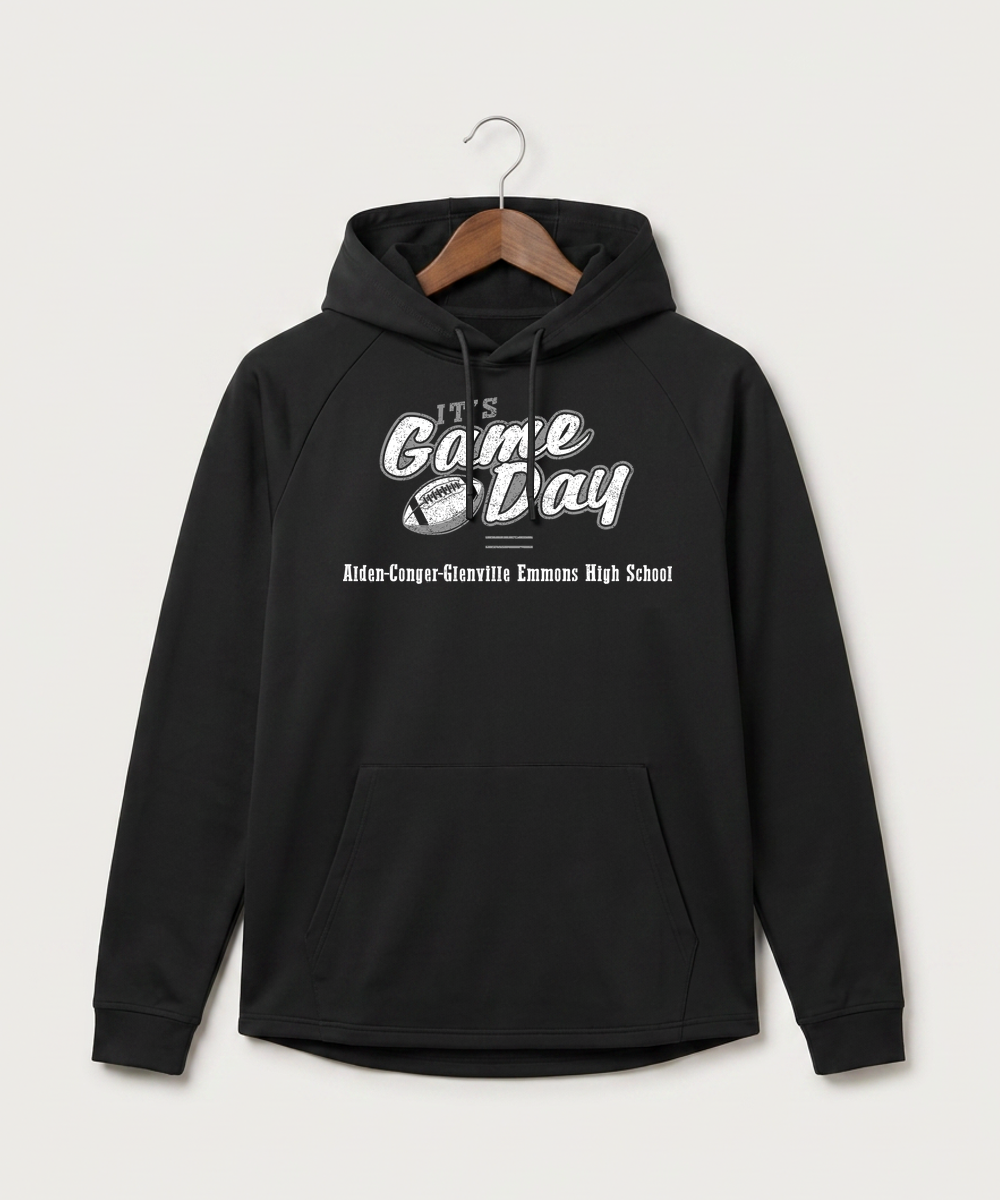 Alden-Conger-Glenville Emmons High School Football (Boys) - Black Hoodie - Full Front