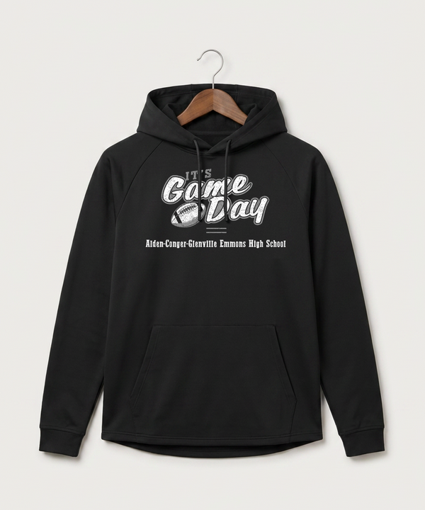 Alden-Conger-Glenville Emmons High School Football (Boys) - Black Hoodie - Full Front
