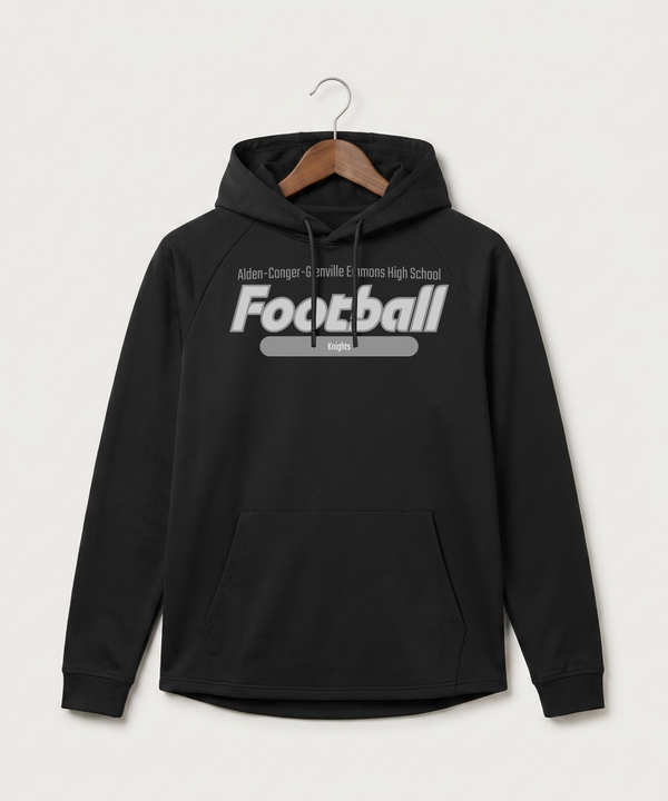 Alden-Conger-Glenville Emmons High School Football (Boys) - Black Hoodie - Full Front
