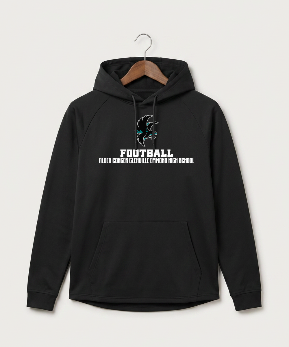 Alden-Conger-Glenville Emmons High School Football (Boys) - Black Hoodie - Full Front