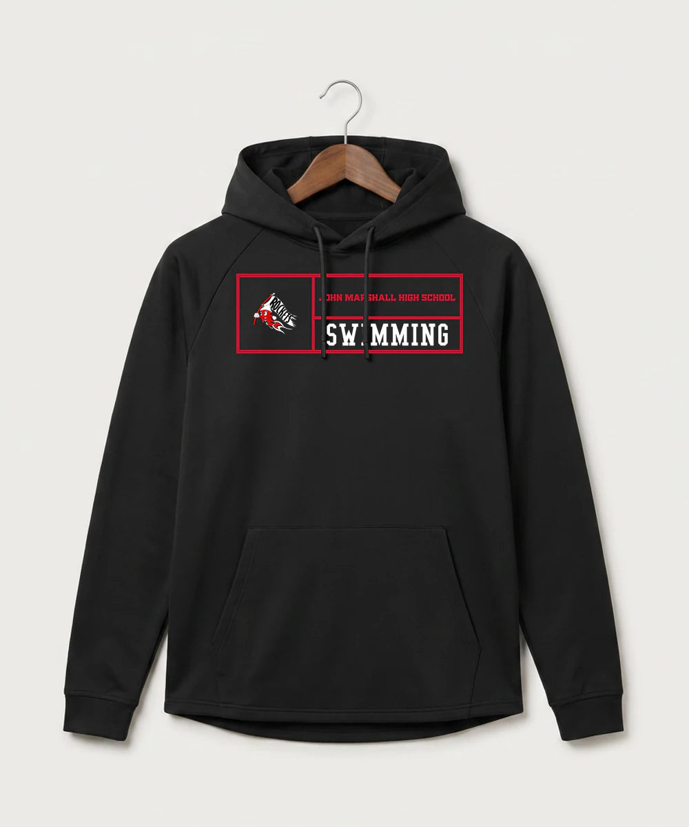 John Marshall High School Swim Dive Girls - Black Hoodie - Full Front