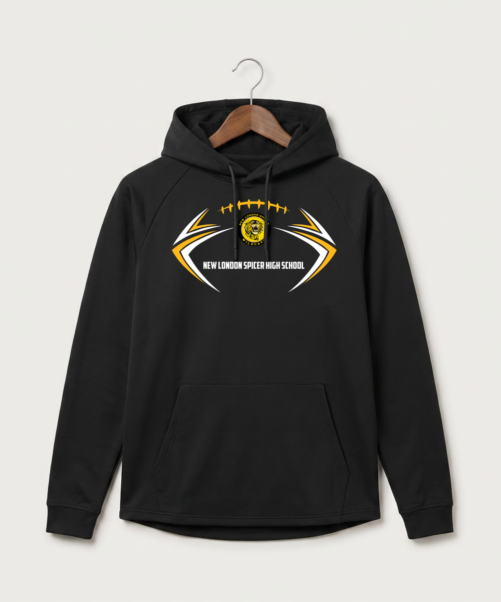 New London Spicer High School Football (Boys) - Black Hoodie - Full Front