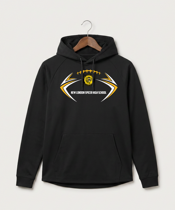 New London Spicer High School Football (Boys) - Black Hoodie - Full Front