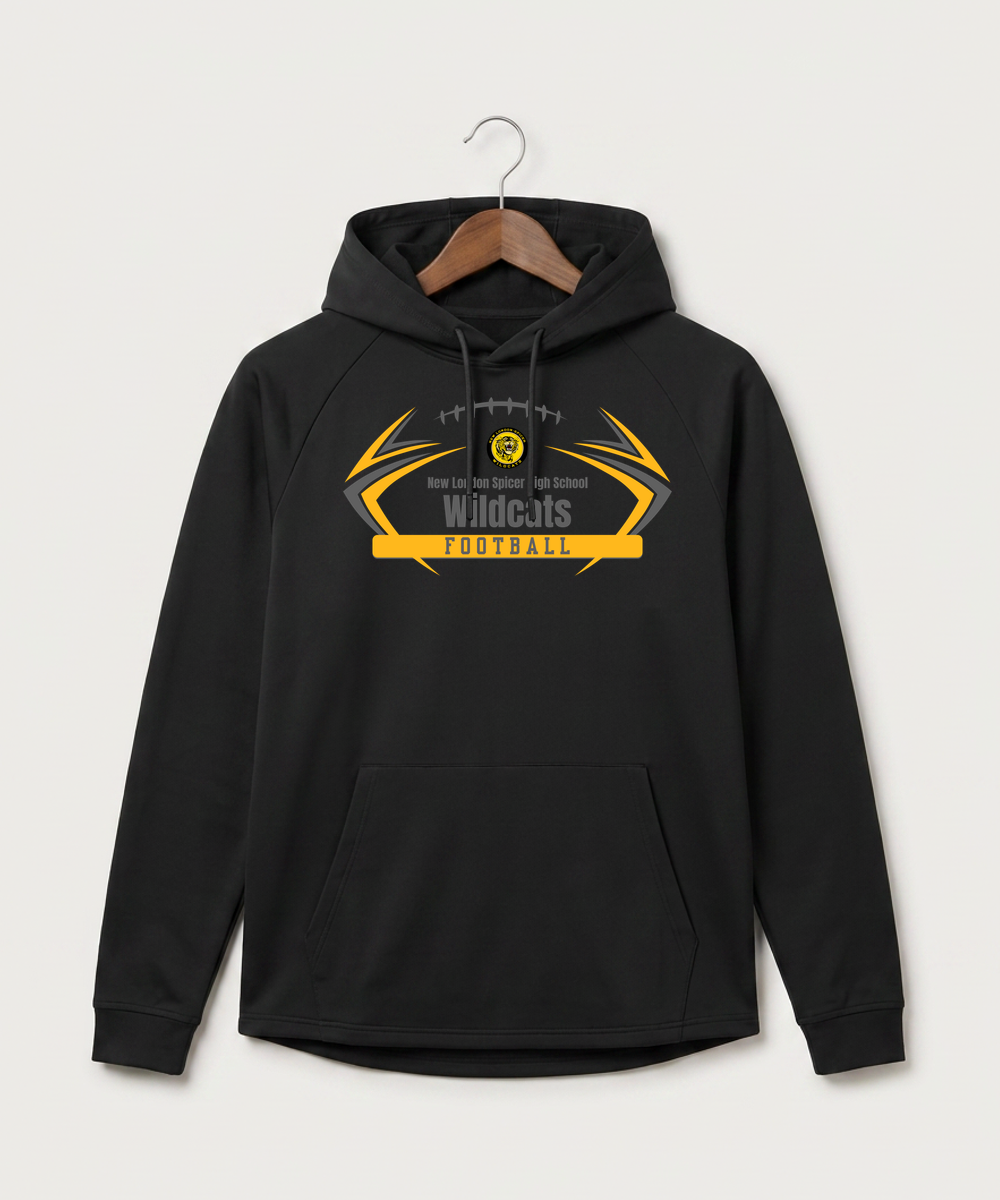 New London Spicer High School Football (Boys) - Black Hoodie - Full Front