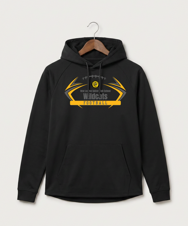 New London Spicer High School Football (Boys) - Black Hoodie - Full Front