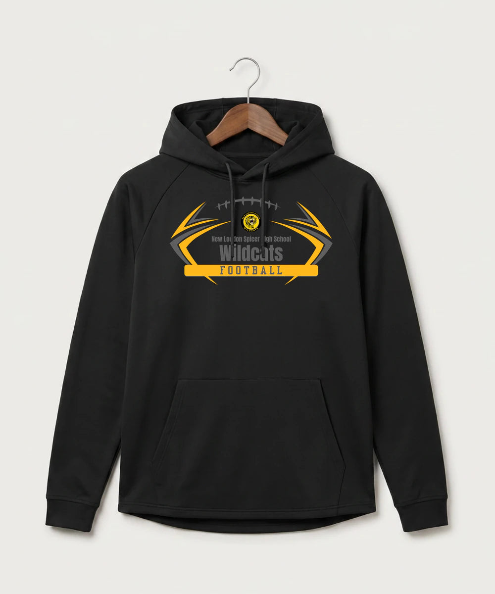 New London Spicer High School Football (Boys) - Black Hoodie - Full Front