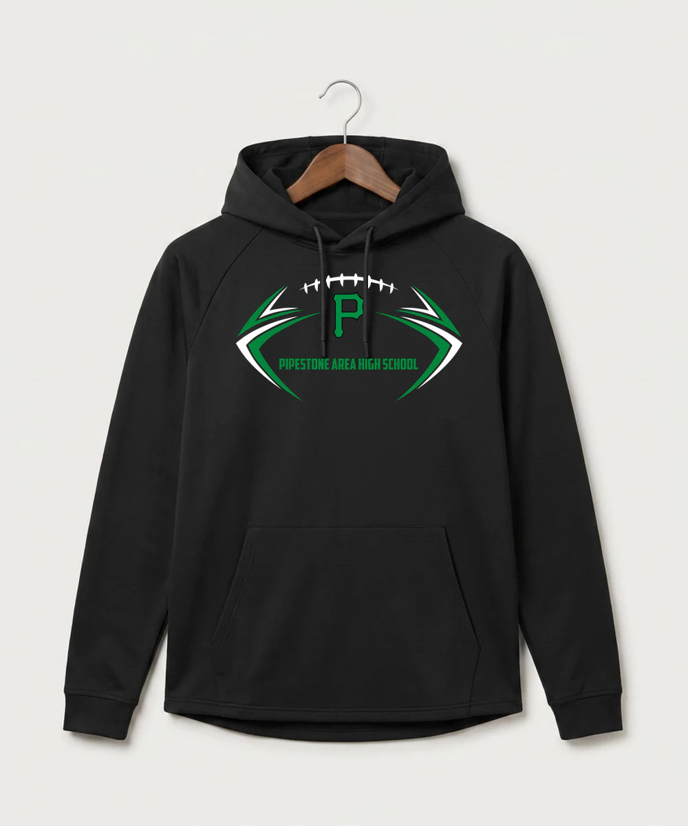 Pipestone Area High School Football (Boys) - Black Hoodie - Full Front