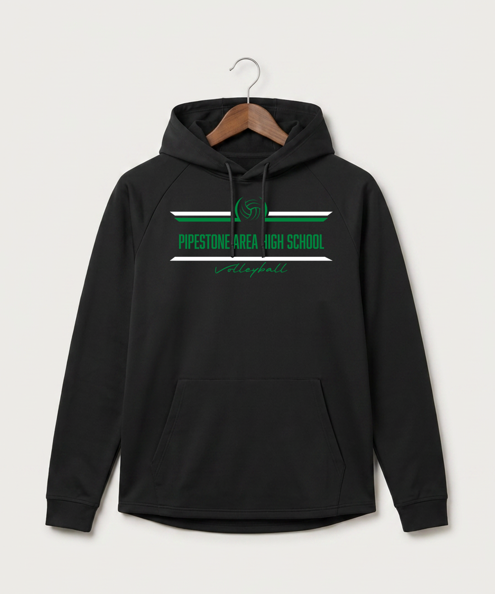 Pipestone Area High School Volleyball (Girls) - Black Hoodie - Full Front