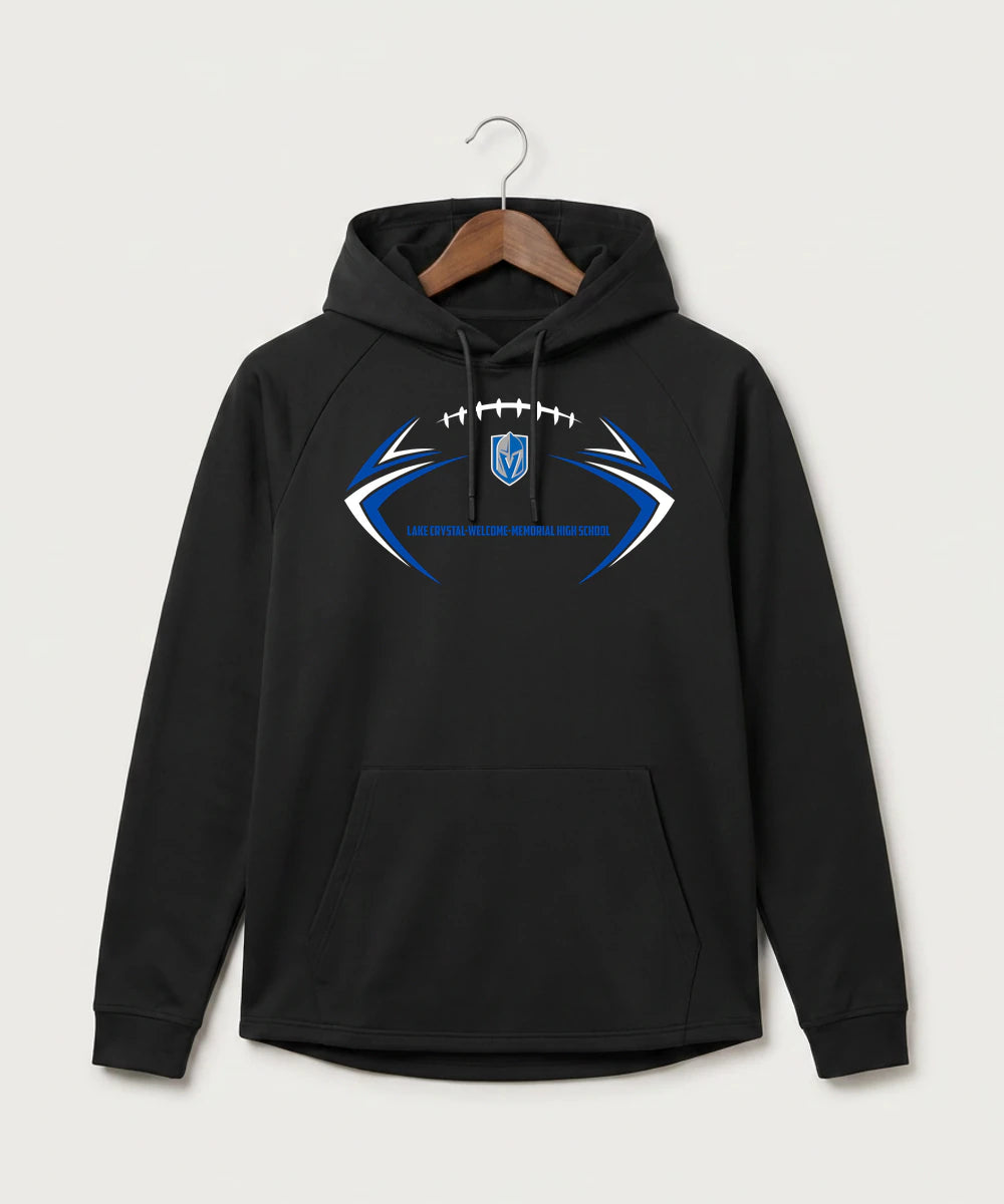 Lake Crystal-Welcome-Memorial High School Football (Boys) - Black Hoodie - Full Front