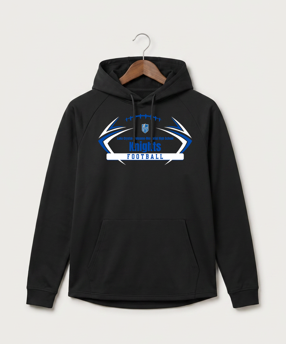Lake Crystal-Welcome-Memorial High School Football (Boys) - Black Hoodie - Full Front