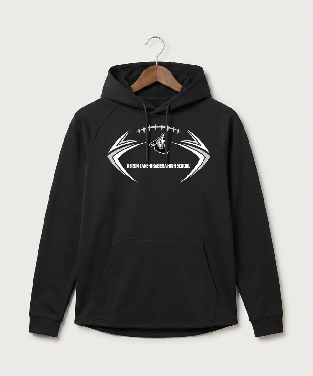 Heron Lake-Okabena High School Football (Boys) - Black Hoodie - Full Front