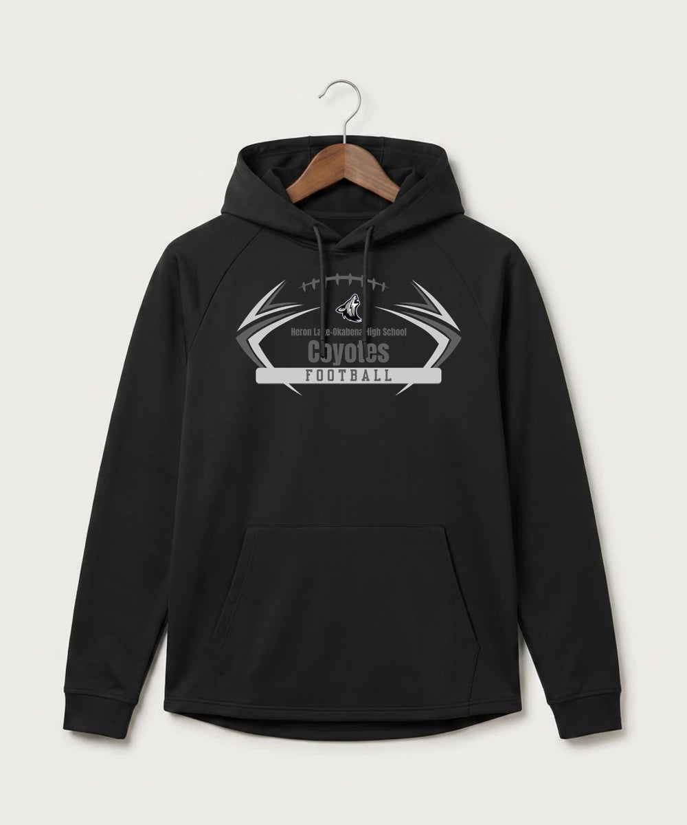 Heron Lake-Okabena High School Football (Boys) - Black Hoodie - Full Front